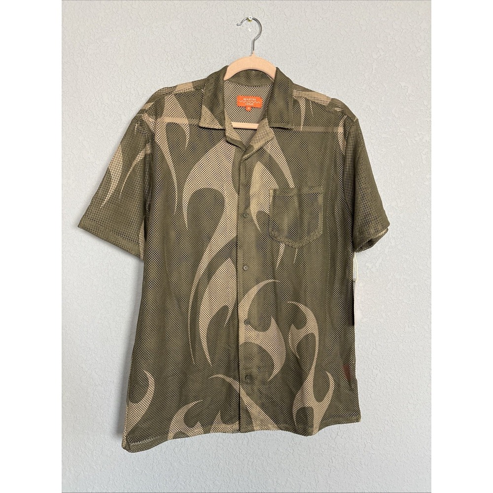 Negative‎ Space Shirt Men's M Camo Open Knit Mesh Short Sleeve Beach Vacation